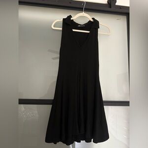 Cute Collared Sleeveless Black Dress